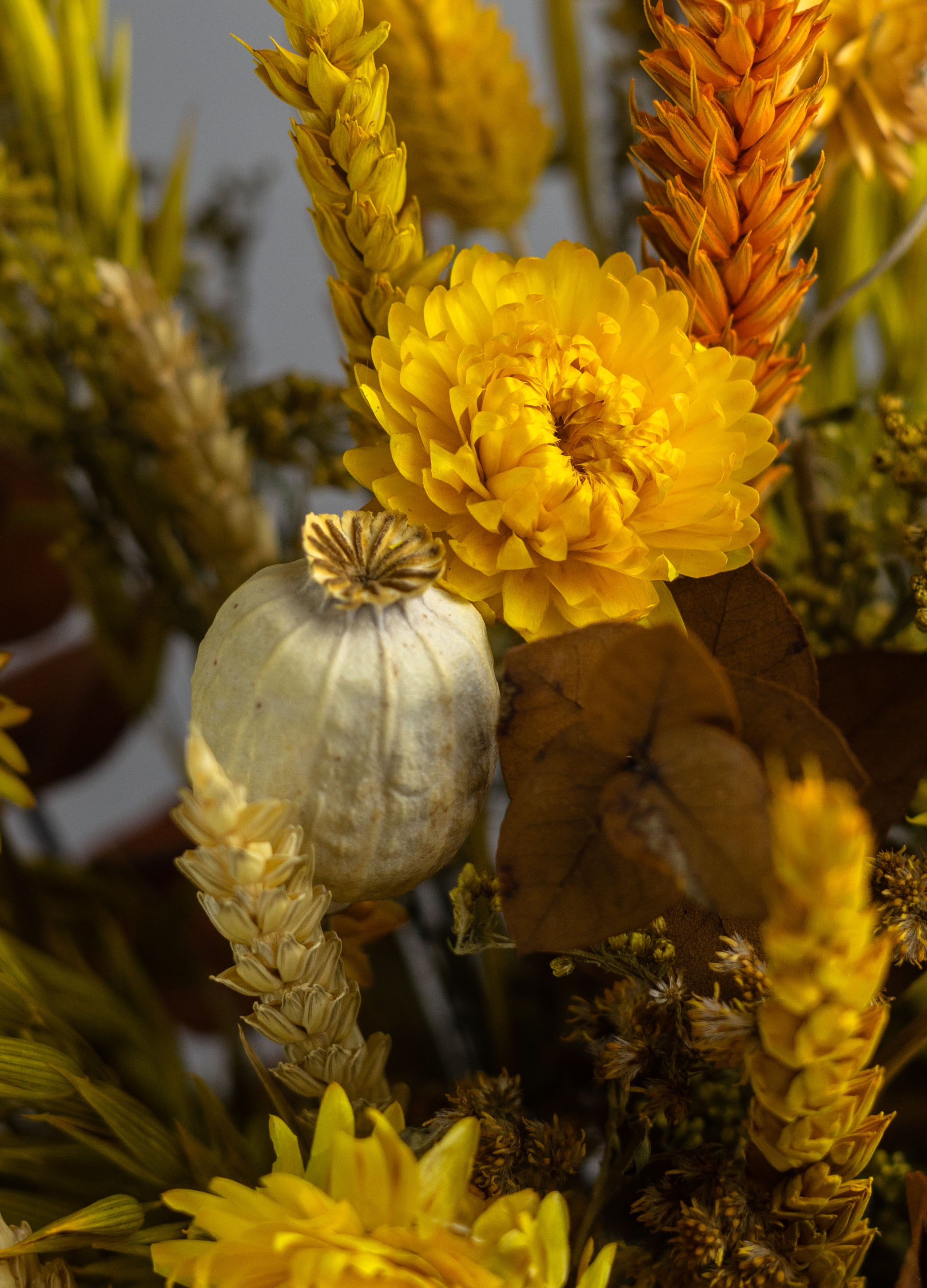 RAMO SILVESTRE CON FLORES PRESERVADAS Y SECAS